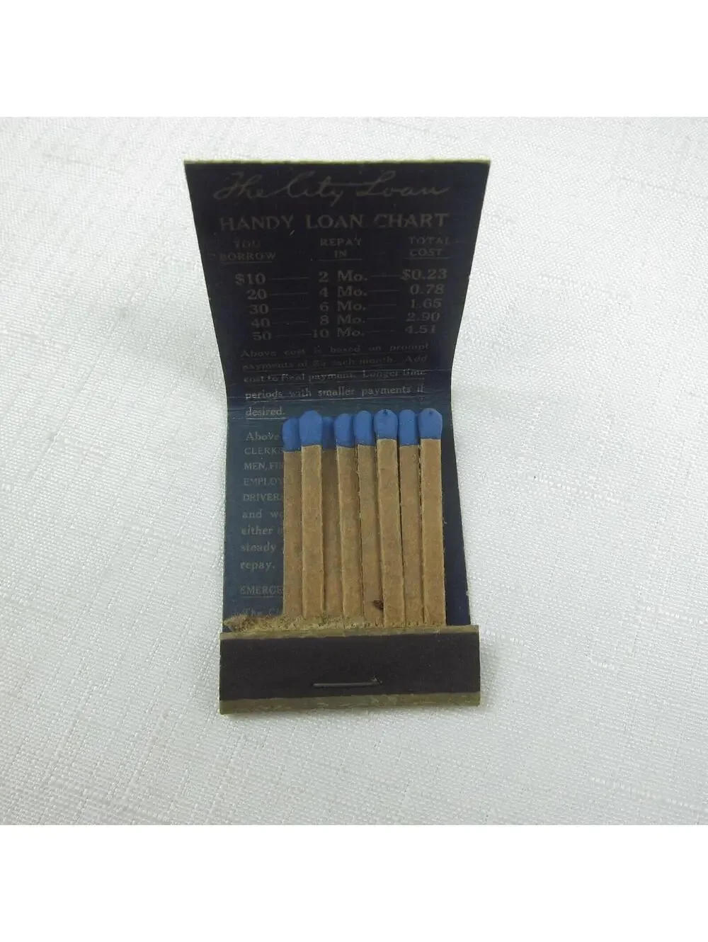 3 Vintage Matchbooks Merchant Industries Inc The City Loan Match Corp of America